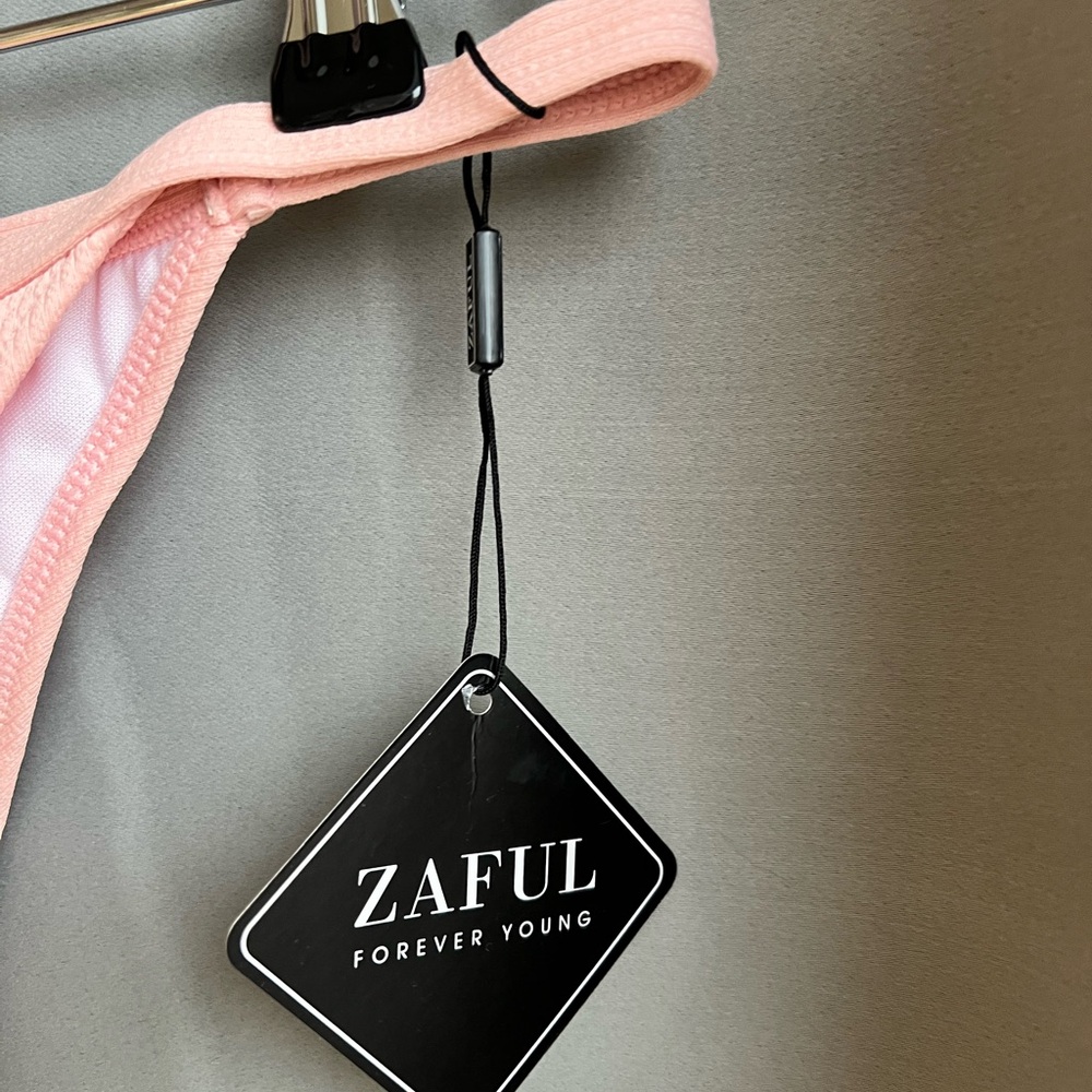 Zaful Blush Ribbed Bikini Set - Picture 4 of 7